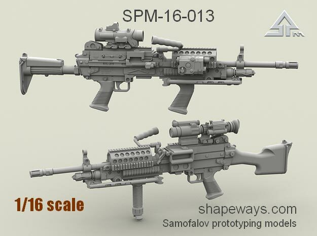 1/16 SPM-16-013 m249 MK48mod0 7,62mm machine gun in Smoothest Fine Detail Plastic