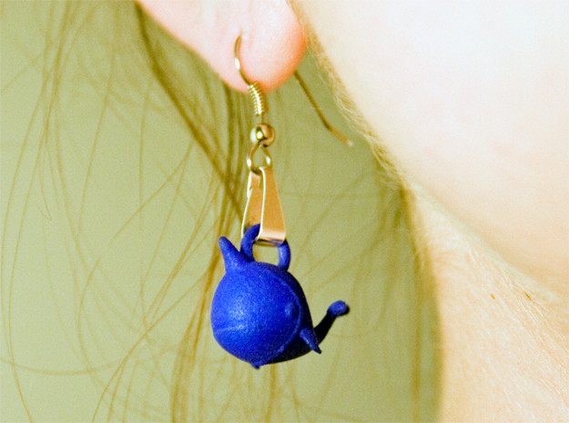 Whale "In Disguise" Earrings in Blue Processed Versatile Plastic