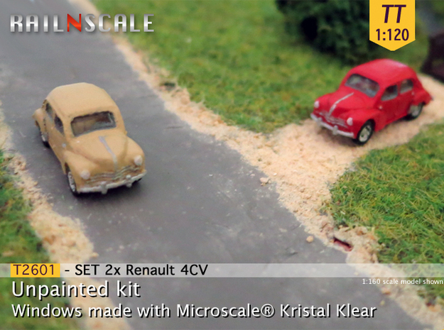 SET 2x Renault 4CV (TT 1:120) in Tan Fine Detail Plastic