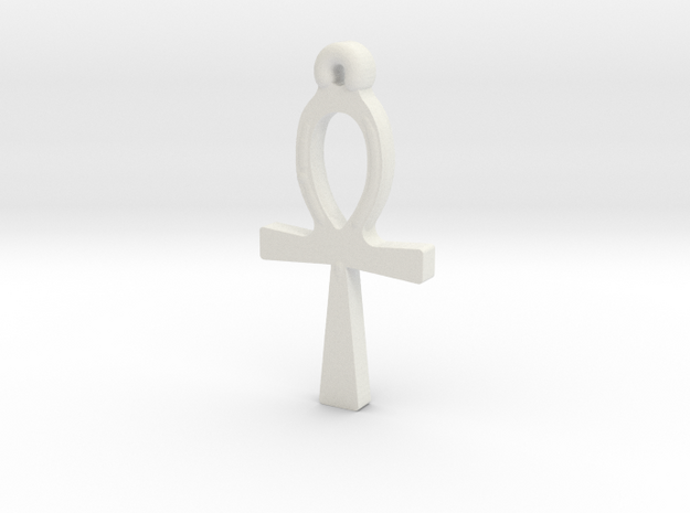 Ankh Pendant in White Natural Versatile Plastic