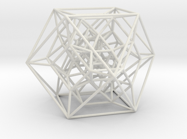 Rectified 24-cell, Perspective Projection in White Natural Versatile Plastic