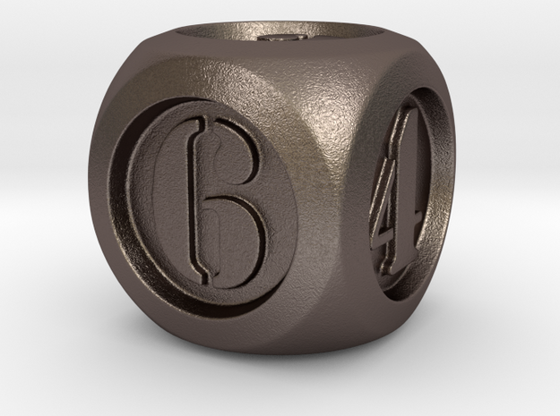 6 Sided Pillow Die Numbers in Polished Bronzed Silver Steel
