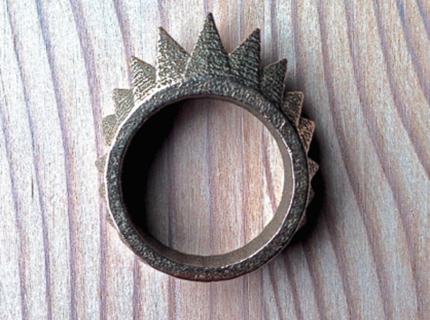 "Nonderso" Ring - Size Large in Polished Bronzed Silver Steel