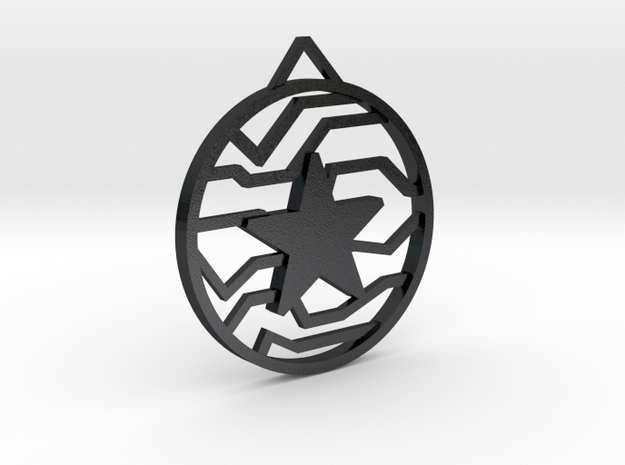 Winter Soldier Star Pendant (Large) in Polished and Bronzed Black Steel