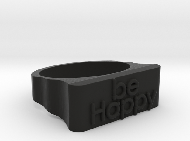 Be Happy Ring size 18mm in Black Natural Versatile Plastic