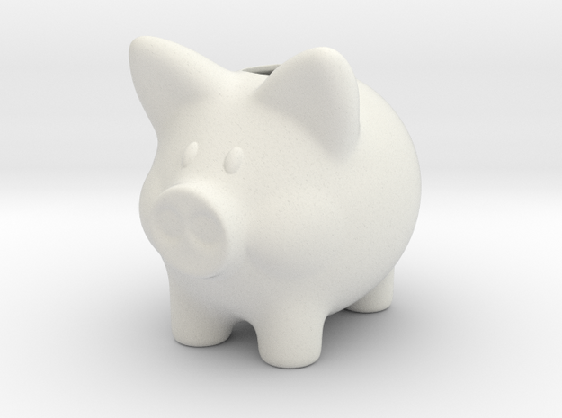 Piggy Bank Smooth 2 Inch Tall in White Natural Versatile Plastic