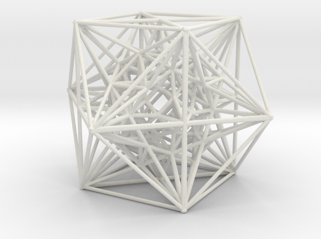 Inverted Cuboctahedra, 1.5 mm wires in White Natural Versatile Plastic