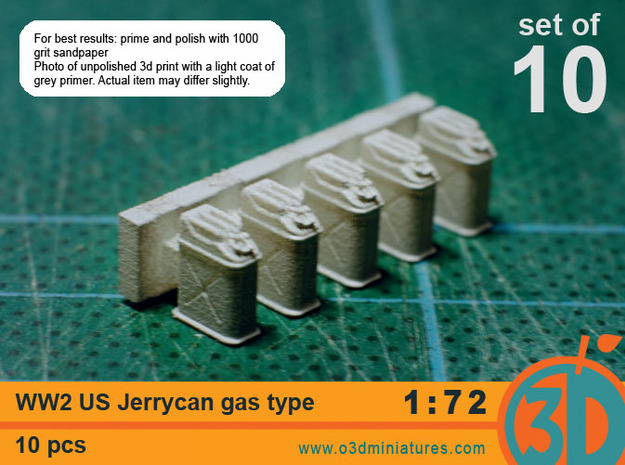 WW2 US gas Jerricans 1/72 scale pack of 10 in Smooth Fine Detail Plastic