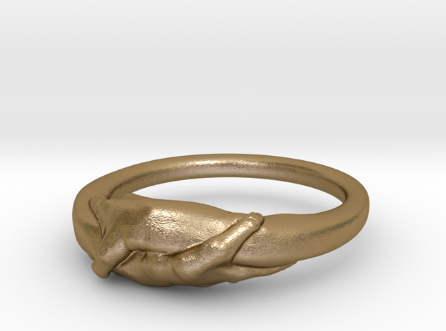 Rome Handshake Size(US)-5 (15.7 MM) in Polished Gold Steel