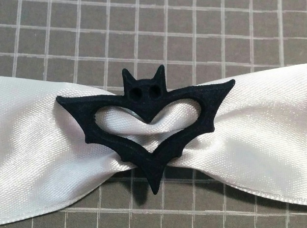 Bat Ribbon Charm in Black Natural Versatile Plastic