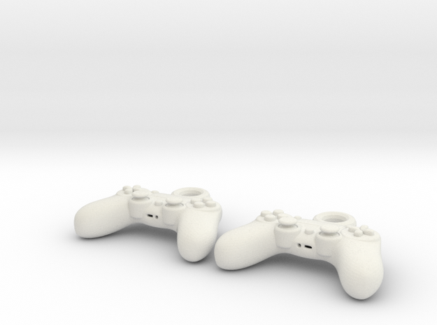 PS4 Controller Earrings  in White Natural Versatile Plastic