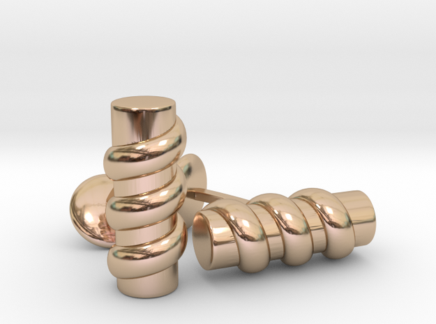 Column Cufflinks in 14k Rose Gold Plated Brass