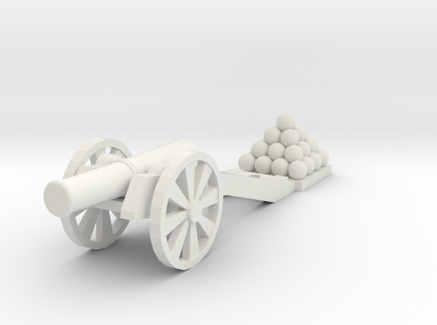 Cannon (Heavy) -  HO 1:87 scale in White Natural Versatile Plastic