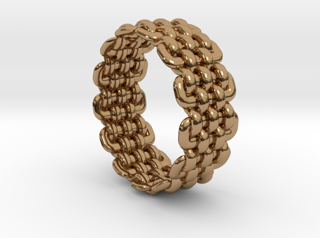 Wicker Pattern Ring Size 6 in Polished Brass