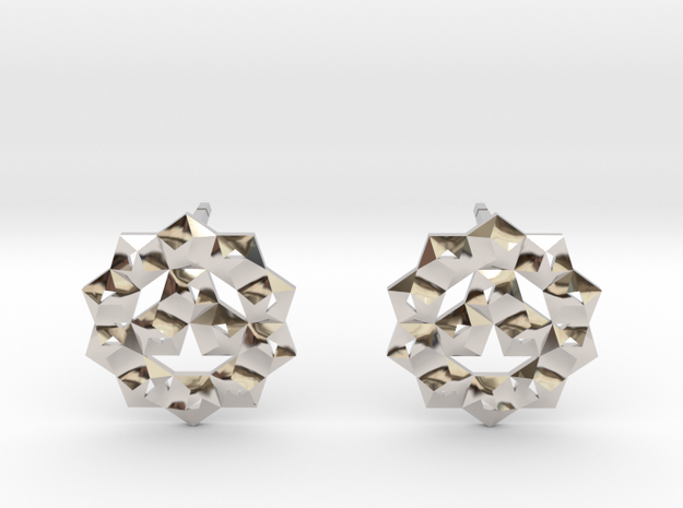 Faceted Circle Earring in Rhodium Plated Brass