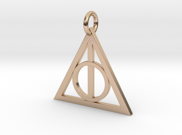  Deathly Hallows Triangle Pendant in 14k Rose Gold Plated Brass