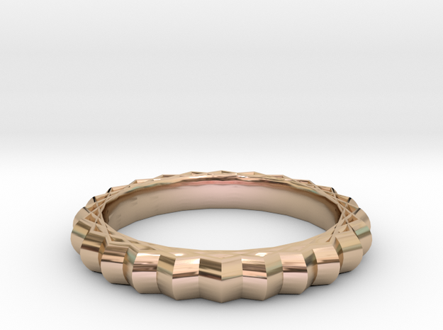 Geometric pattern ring(Japan 10,USA 5.5,Britain K) in 14k Rose Gold Plated Brass