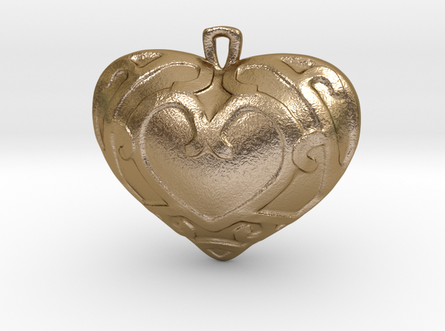 Heart Container Pendant in Polished Gold Steel