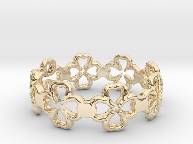 Beautiful Size 8 Lucky Clovers Ring in 14K Yellow Gold