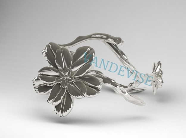 Flower Bracelet in Polished Silver