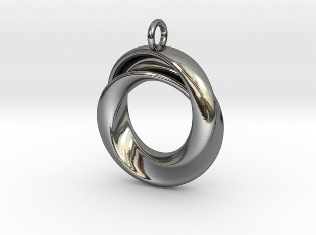 A Torus with a twist in Fine Detail Polished Silver