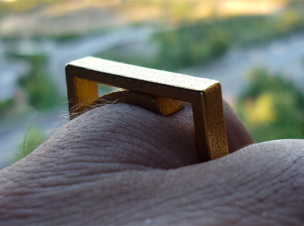 Adjustable ring for men. Model 2. in Polished Gold Steel