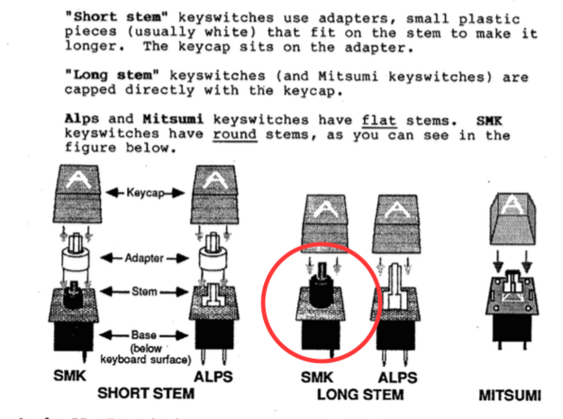 Apple IIe Keyboard - SMK Long Stem (set of 12) in White Natural Versatile Plastic