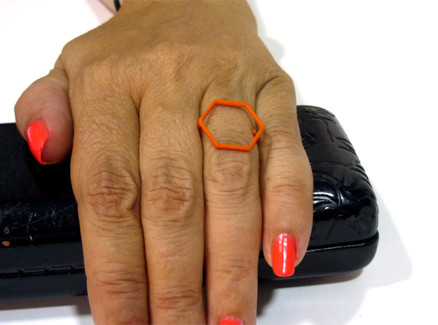 Hexagon ring shape. in Orange Processed Versatile Plastic