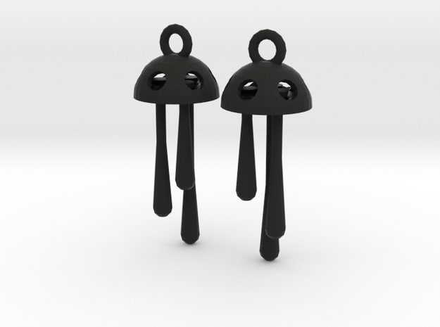 Three Short Drops Earrings in Black Natural Versatile Plastic