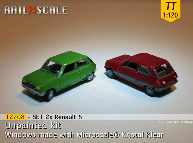SET 2x Renault 5 (TT 1:120) in Tan Fine Detail Plastic