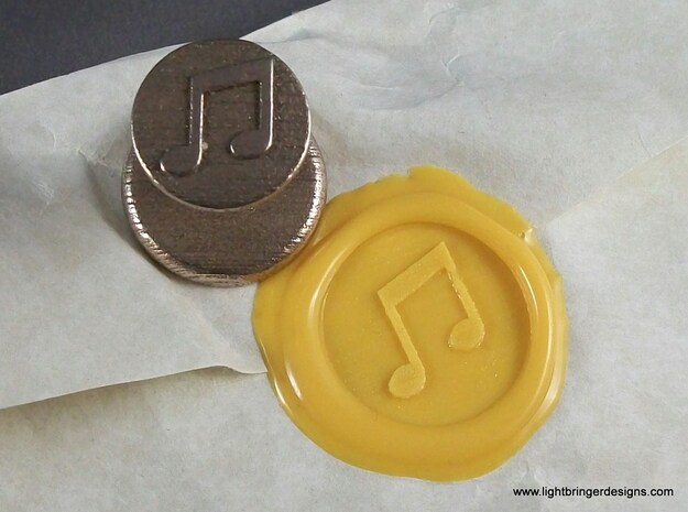 Music Notes Wax Seal in Polished Bronzed Silver Steel