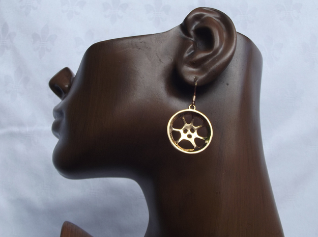 Double guitar "Essence" steelpan earrings, M in Polished Bronze