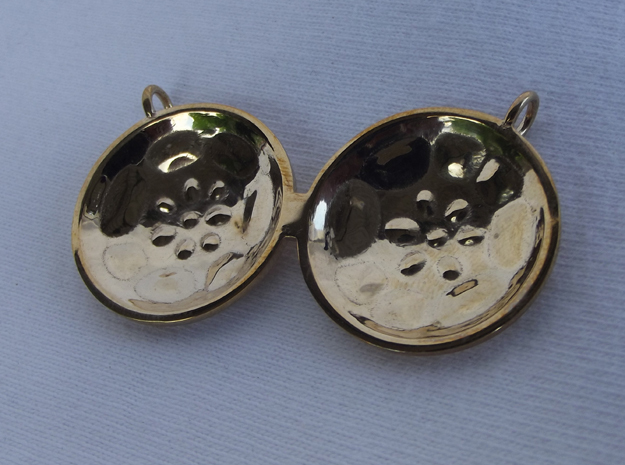 Double Tenor "Surface" steelpan pendant, M in Polished Brass