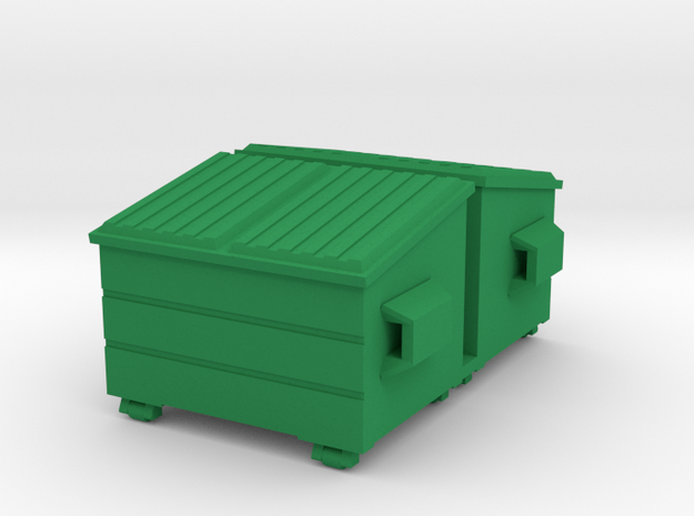 Dumpster - HO 87:1 Scale Qty (2) in Green Processed Versatile Plastic