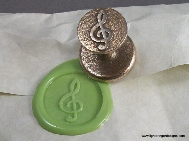 Treble Clef Wax Seal in Polished Bronzed Silver Steel