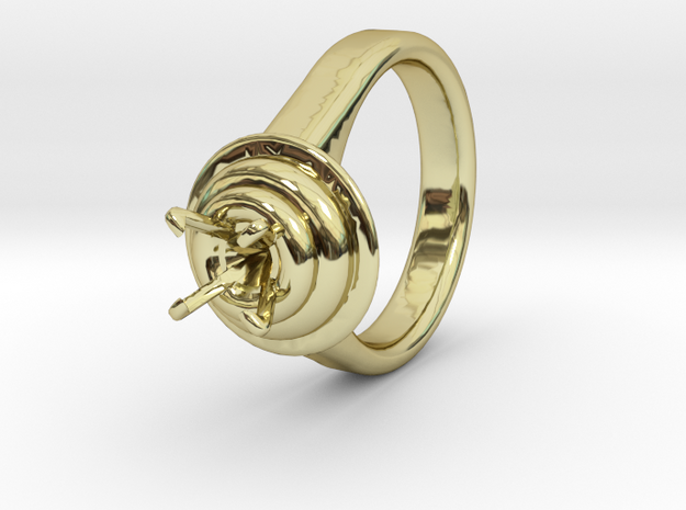 Double Ring Ø17.8 For Diamond 8 Mm in 18k Gold Plated Brass