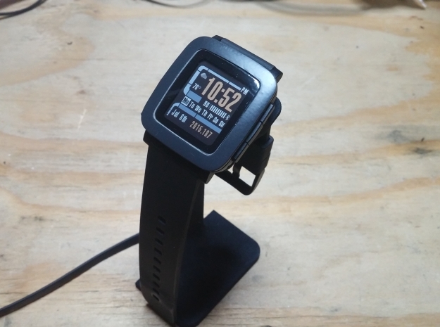 Pebble Time elevated and angled charging stand! in Black Natural Versatile Plastic