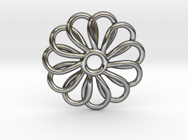 Abp01 Flower Pendant in Fine Detail Polished Silver
