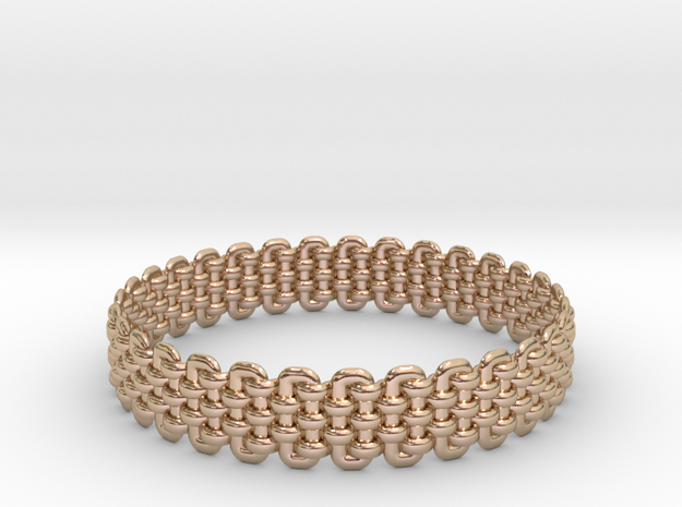 Wicker Pattern Bracelet Size 1 in 14k Rose Gold Plated Brass