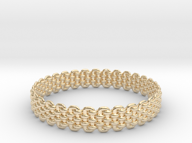 Wicker Pattern Bracelet Size 4 in 14k Gold Plated Brass
