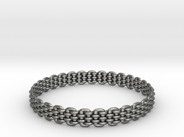 Wicker Pattern Bracelet Size 12 in Fine Detail Polished Silver