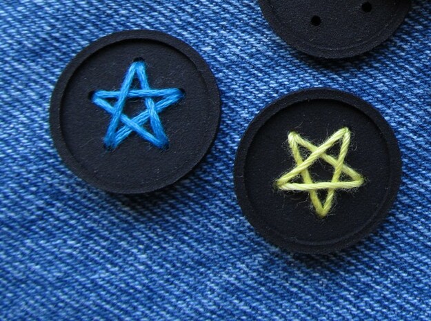 1" five-holed buttons (two) in Blue Processed Versatile Plastic
