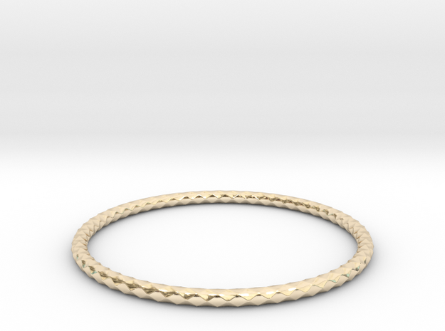 Diamond Pattern Bracelet USA Size X-Large in 14K Yellow Gold