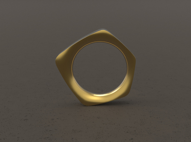 "FACET"_Women ring in Polished Gold Steel