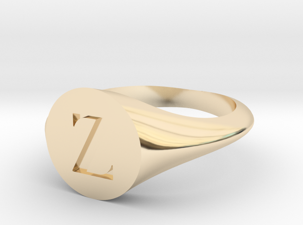 Letter Z - Signet Ring Size 6 in 14k Gold Plated Brass