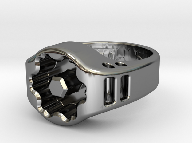US8.5 Ring XIX: Tritium in Fine Detail Polished Silver