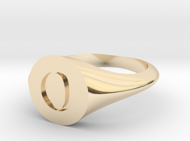Letter O - Signet Ring Size 6 in 14k Gold Plated Brass