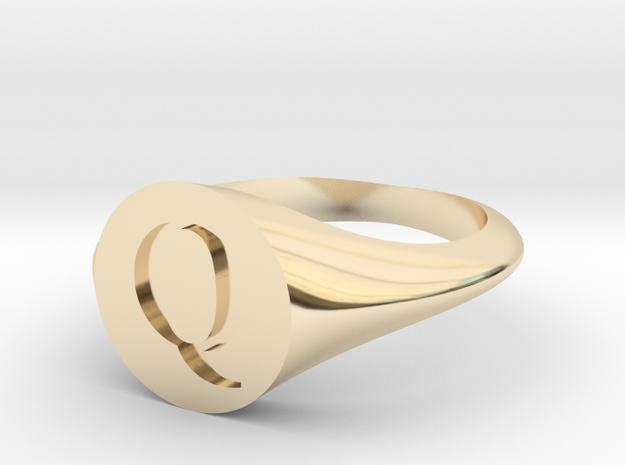 Letter Q - Signet Ring Size 6 in 14k Gold Plated Brass