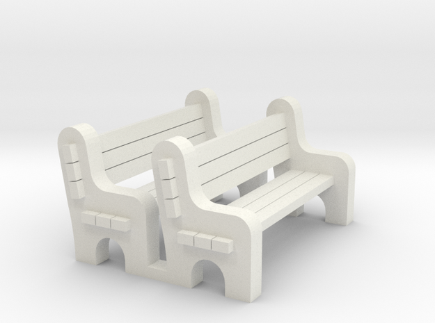 Street Bench 'O' 48:1 Scale Qty (2) in White Natural Versatile Plastic