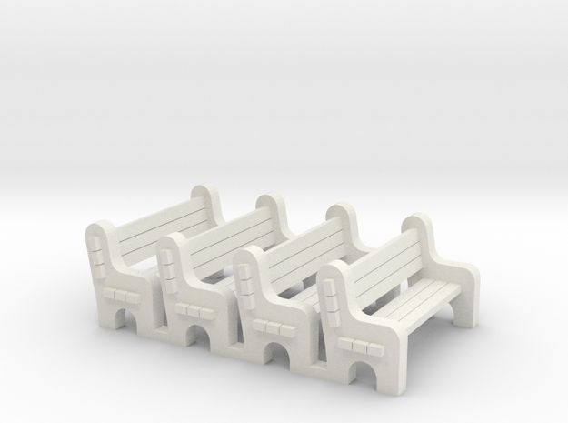 Street Bench 'O' 48:1 Scale Qty (4) in White Natural Versatile Plastic